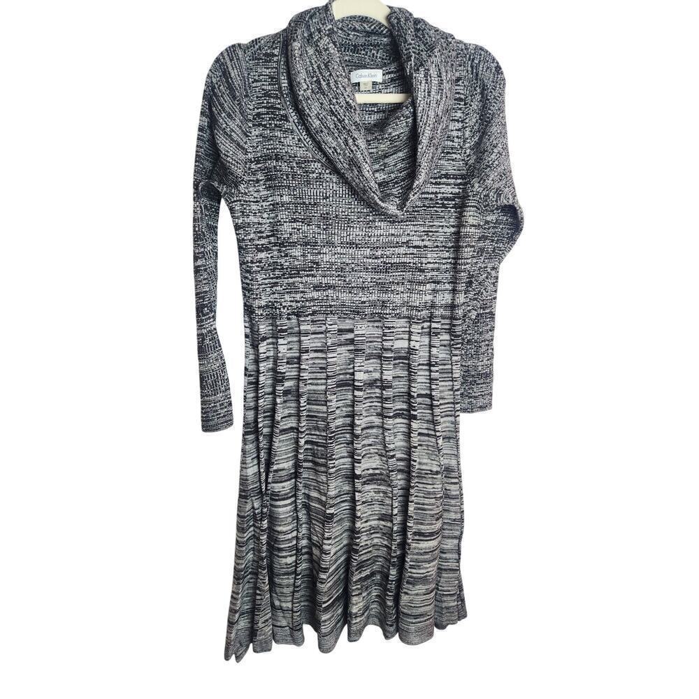 Calvin Klein Cowl Neck Sweater knit dress sz 1X pleated Careerwear professional